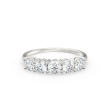 Load image into Gallery viewer, Diamond Anniversary Ring / 14k Solid Gold 5 Stone 1 ctw Genuine Natural Diamond Wedding Ring / 3.75 MM 14k Gold 5 Stone Wedding Band