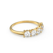 Load image into Gallery viewer, Diamond Anniversary Ring / 14k Solid Gold 5 Stone 1 ctw Genuine Natural Diamond Wedding Ring / 3.75 MM 14k Gold 5 Stone Wedding Band