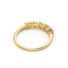 Load image into Gallery viewer, Diamond Anniversary Ring / 14k Solid Gold 5 Stone 1 ctw Genuine Natural Diamond Wedding Ring / 3.75 MM 14k Gold 5 Stone Wedding Band