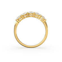 Load image into Gallery viewer, Diamond Anniversary Ring / 14k Solid Gold 5 Stone 1 ctw Genuine Natural Diamond Wedding Ring / 3.75 MM 14k Gold 5 Stone Wedding Band