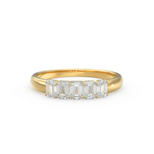 Load image into Gallery viewer, Emerald Cut Wedding Band / 14k Solid Gold Ctw Genuine Emerald Cut Diamond Anniversary Ring / Natural Diamond Cluster Band