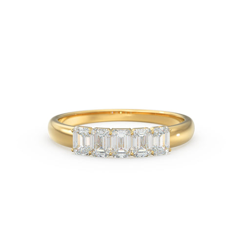 Emerald Cut Wedding Band / 14k Solid Gold Ctw Genuine Emerald Cut Diamond Anniversary Ring / Natural Diamond Cluster Band