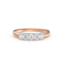 Load image into Gallery viewer, Emerald Cut Wedding Band / 14k Solid Gold Ctw Genuine Emerald Cut Diamond Anniversary Ring / Natural Diamond Cluster Band