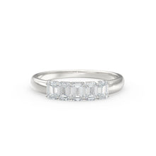 Load image into Gallery viewer, Emerald Cut Wedding Band / 14k Solid Gold Ctw Genuine Emerald Cut Diamond Anniversary Ring / Natural Diamond Cluster Band