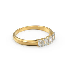 Load image into Gallery viewer, Emerald Cut Wedding Band / 14k Solid Gold Ctw Genuine Emerald Cut Diamond Anniversary Ring / Natural Diamond Cluster Band