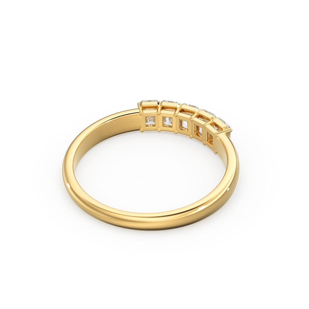 Emerald Cut Wedding Band / 14k Solid Gold Ctw Genuine Emerald Cut Diamond Anniversary Ring / Natural Diamond Cluster Band