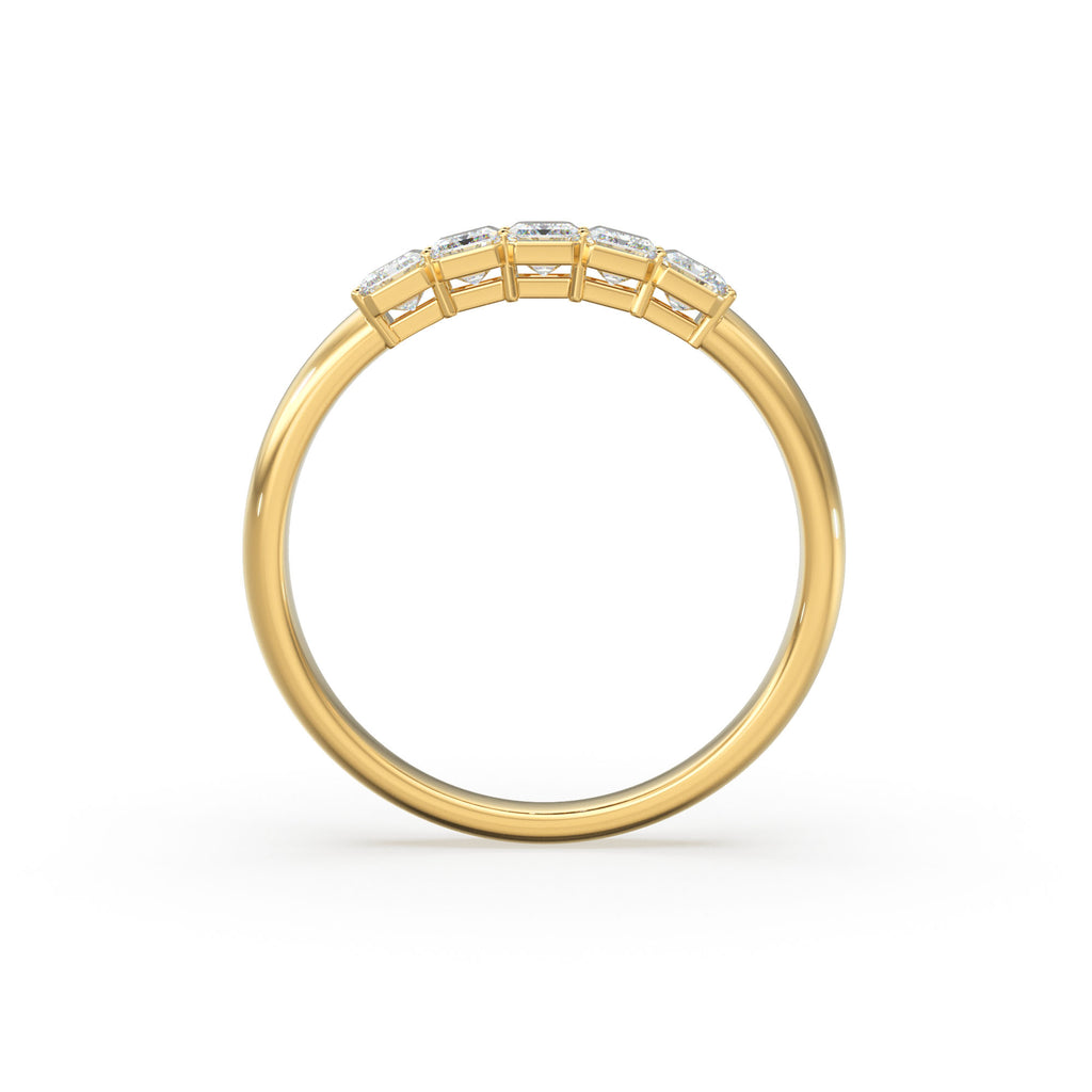 Emerald Cut Wedding Band / 14k Solid Gold Ctw Genuine Emerald Cut Diamond Anniversary Ring / Natural Diamond Cluster Band