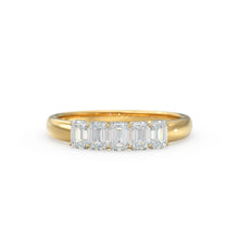 Load image into Gallery viewer, Emerald Cut Wedding Band / 14k Solid Gold Ctw Genuine Emerald Cut Diamond Anniversary Ring / Natural Diamond Cluster Band