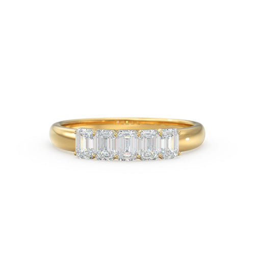Emerald Cut Wedding Band / 14k Solid Gold Ctw Genuine Emerald Cut Diamond Anniversary Ring / Natural Diamond Cluster Band