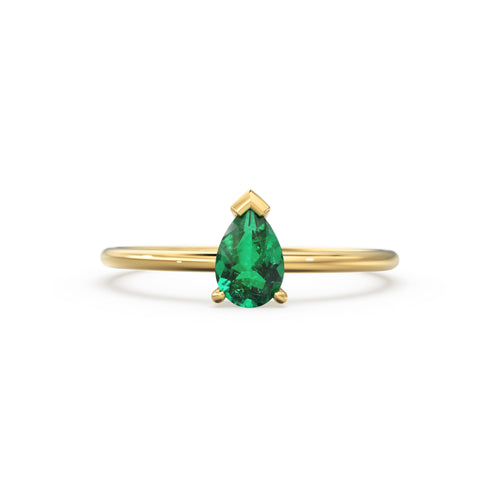 14K Gold Emerald Ring / Green Energy Ring / May Birthstone Ring / Engagement Ring / Dainty Engagement Ring / Emerald Engagement Ring