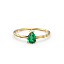 Load image into Gallery viewer, 14K Gold Emerald Ring / Green Energy Ring / May Birthstone Ring / Engagement Ring / Dainty Engagement Ring / Emerald Engagement Ring