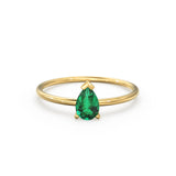 14K Gold Emerald Ring / Green Energy Ring / May Birthstone Ring / Engagement Ring / Dainty Engagement Ring / Emerald Engagement Ring