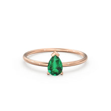 Load image into Gallery viewer, 14K Gold Emerald Ring / Green Energy Ring / May Birthstone Ring / Engagement Ring / Dainty Engagement Ring / Emerald Engagement Ring