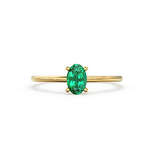 Load image into Gallery viewer, 14K Gold Oval Emerald Ring / Make Me Blush Ring / Engagement Ring / May Birthstone Ring / Dainty Engagement Ring / Green Stone Gold Ring
