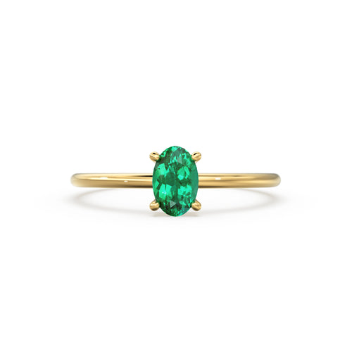 14K Gold Oval Emerald Ring / Make Me Blush Ring / Engagement Ring / May Birthstone Ring / Dainty Engagement Ring / Green Stone Gold Ring