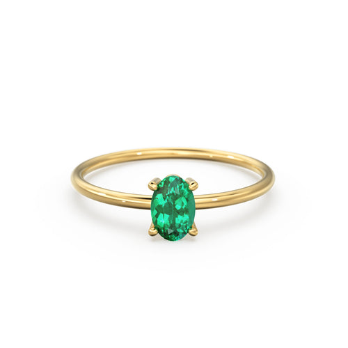 14K Gold Oval Emerald Ring / Make Me Blush Ring / Engagement Ring / May Birthstone Ring / Dainty Engagement Ring / Green Stone Gold Ring