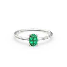 Load image into Gallery viewer, 14K Gold Oval Emerald Ring / Make Me Blush Ring / Engagement Ring / May Birthstone Ring / Dainty Engagement Ring / Green Stone Gold Ring