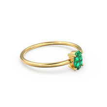 Load image into Gallery viewer, 14K Gold Oval Emerald Ring / Make Me Blush Ring / Engagement Ring / May Birthstone Ring / Dainty Engagement Ring / Green Stone Gold Ring