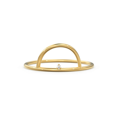14K Gold Diamond Ring / Horizon Ring / Astrology Ring / Engagement Ring / Dainty Engagement Ring / Promise Ring / Stacking Diamond Ring