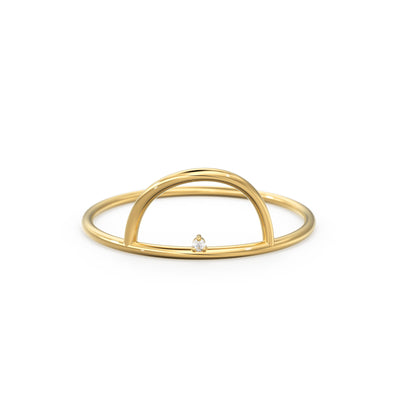 14K Gold Diamond Ring / Horizon Ring / Astrology Ring / Engagement Ring / Dainty Engagement Ring / Promise Ring / Stacking Diamond Ring