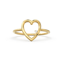 Load image into Gallery viewer, 14K Heart Ring / Diamond Heart Ring / Open Heart Ring / Sold Gold Heart Ring / Gifts For Her