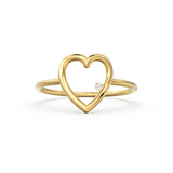 14K Heart Ring / Diamond Heart Ring / Open Heart Ring / Sold Gold Heart Ring / Gifts For Her