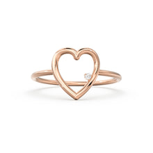 Load image into Gallery viewer, 14K Heart Ring / Diamond Heart Ring / Open Heart Ring / Sold Gold Heart Ring / Gifts For Her