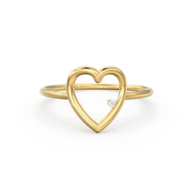 Load image into Gallery viewer, 14K Heart Ring / Diamond Heart Ring / Open Heart Ring / Sold Gold Heart Ring / Gifts For Her