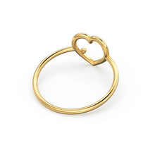 Load image into Gallery viewer, 14K Heart Ring / Diamond Heart Ring / Open Heart Ring / Sold Gold Heart Ring / Gifts For Her