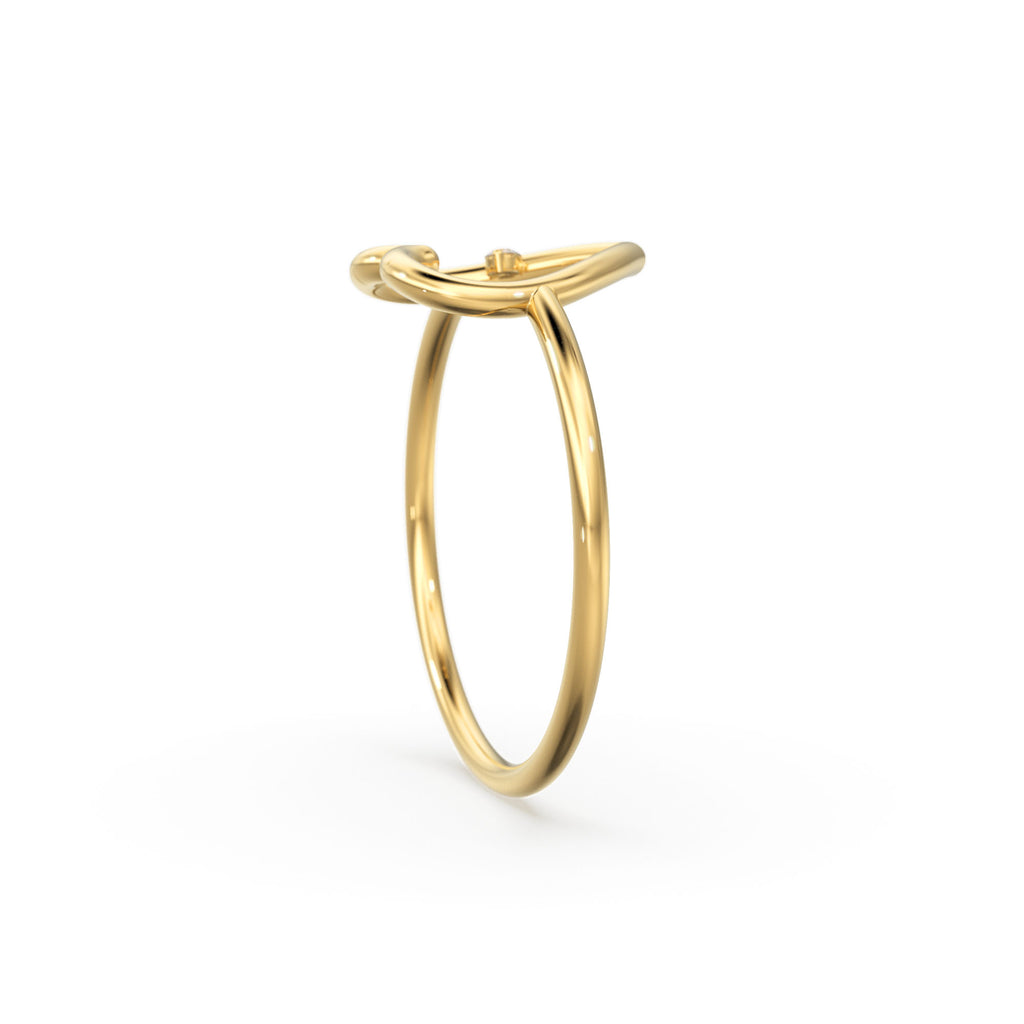 14K Heart Ring / Diamond Heart Ring / Open Heart Ring / Sold Gold Heart Ring / Gifts For Her