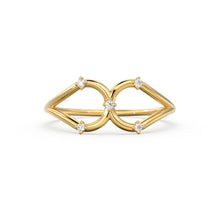 Load image into Gallery viewer, 14K Double Loop Ring / Diamond Loop Ring / Double Ring / Two Rings in One / Double Pear / Statement Ring / Cocktail Ring