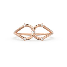 Load image into Gallery viewer, 14K Double Loop Ring / Diamond Loop Ring / Double Ring / Two Rings in One / Double Pear / Statement Ring / Cocktail Ring