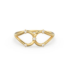 Load image into Gallery viewer, 14K Double Loop Ring / Diamond Loop Ring / Double Ring / Two Rings in One / Double Pear / Statement Ring / Cocktail Ring
