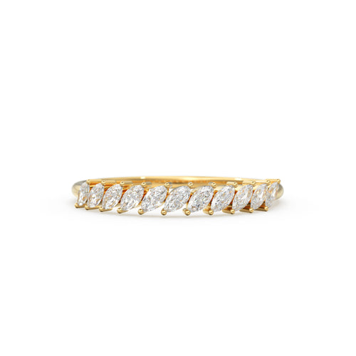Marquise Diamond Ring / 14k Gold Domino Marquise Diamond Wedding Band for Women / Classic Marquise Wedding Ring