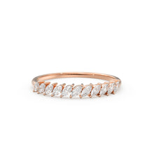 Load image into Gallery viewer, Marquise Diamond Ring / 14k Gold Domino Marquise Diamond Wedding Band for Women / Classic Marquise Wedding Ring