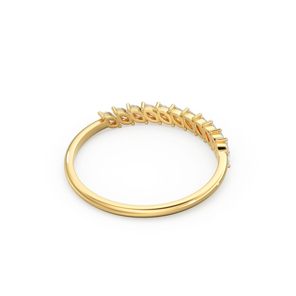 Marquise Diamond Ring / 14k Gold Domino Marquise Diamond Wedding Band for Women / Classic Marquise Wedding Ring