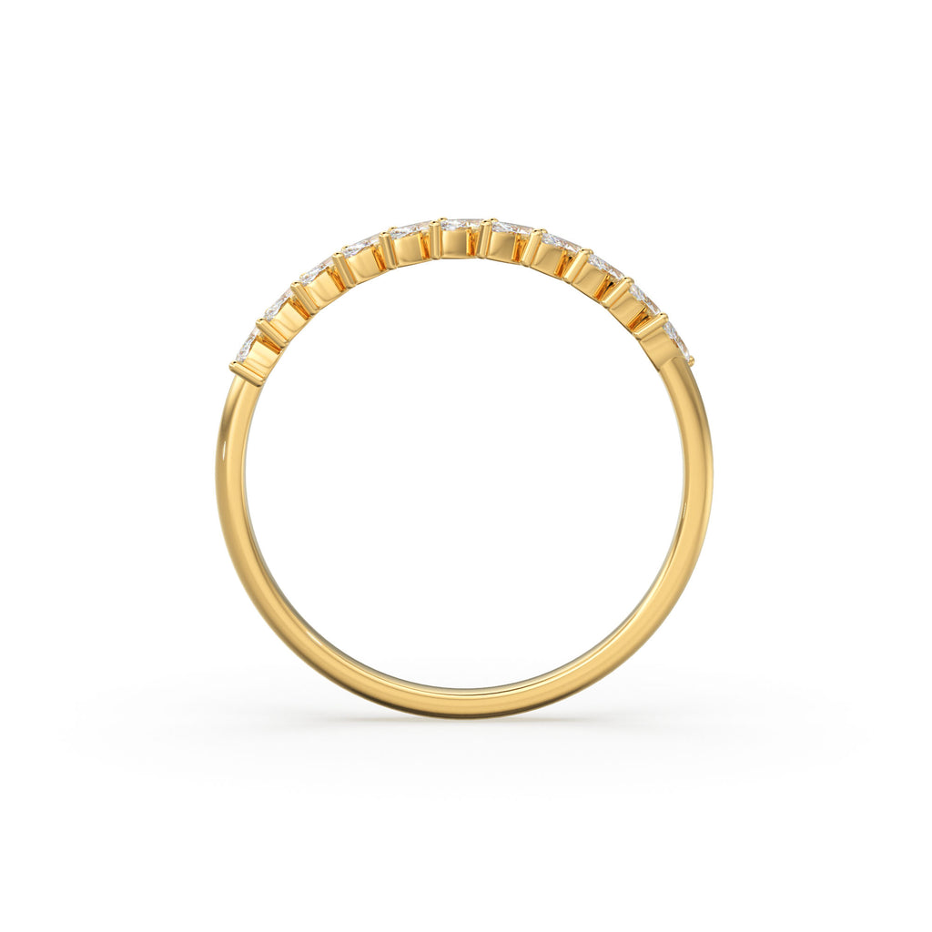 Marquise Diamond Ring / 14k Gold Domino Marquise Diamond Wedding Band for Women / Classic Marquise Wedding Ring