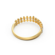 Load image into Gallery viewer, Baguette Diamond Anniversary Ring / 14k Gold Half Eternity Baguette and Round Diamond / Statement Brilliant Round Cut Ring