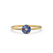 Load image into Gallery viewer, Sapphire Ring / Blue Sapphire Cluster Ring in 14k Solid Gold / Engagement Ring/ Unique Marquise Sapphire Diamond Ring / September Birthstone