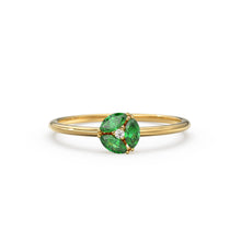 Load image into Gallery viewer, Emerald Ring / Emerald Cluster Ring in 14k Solid Gold / Engagement Ring / Unique Marquise Emerald and Diamond Ring / May Birthstone Ring