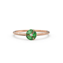 Load image into Gallery viewer, Emerald Ring / Emerald Cluster Ring in 14k Solid Gold / Engagement Ring / Unique Marquise Emerald and Diamond Ring / May Birthstone Ring