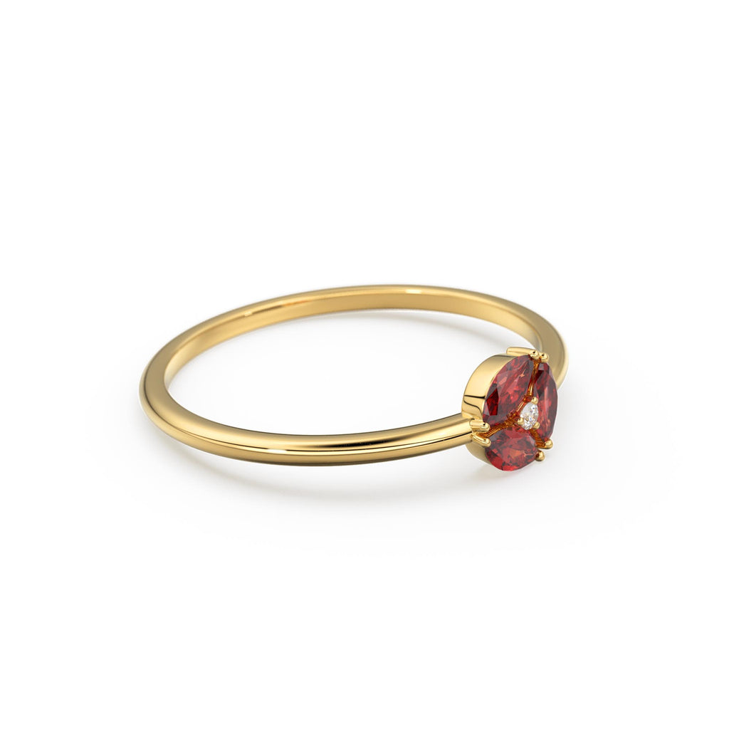 Ruby Ring / Ruby Cluster Ring in 14k Solid Gold / Engagement Ring / Unique Marquise Ruby and Diamond Ring / July Birthstone Ring