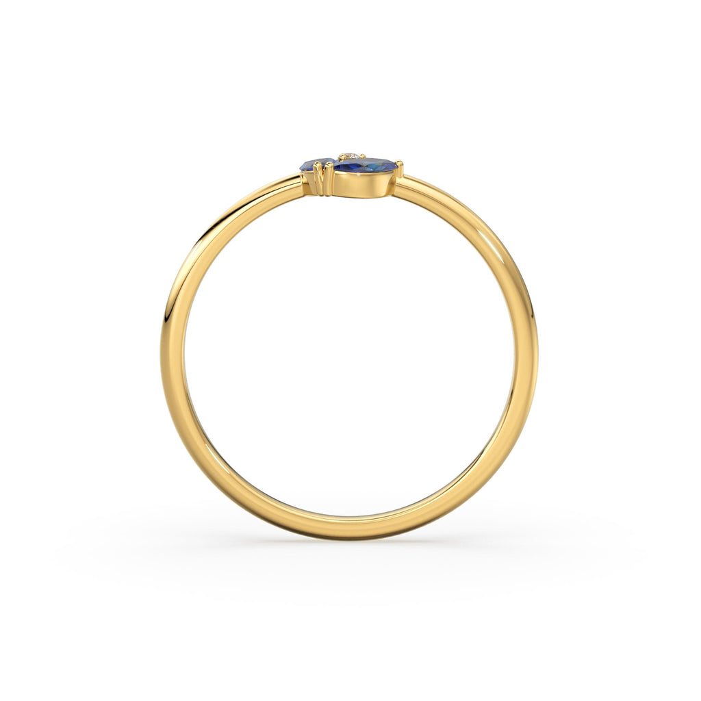Sapphire Ring / Blue Sapphire Cluster Ring in 14k Solid Gold / Engagement Ring/ Unique Marquise Sapphire Diamond Ring / September Birthstone