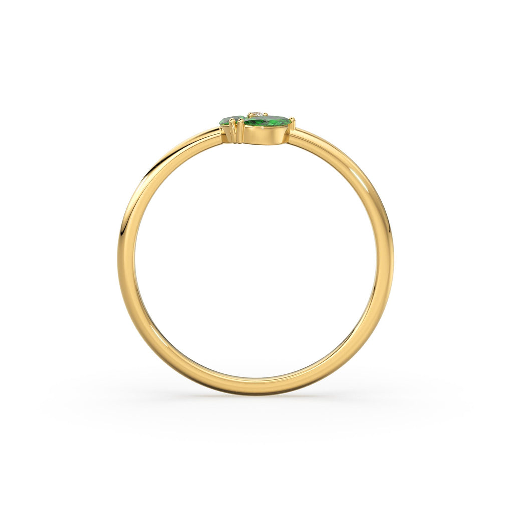 Emerald Ring / Emerald Cluster Ring in 14k Solid Gold / Engagement Ring / Unique Marquise Emerald and Diamond Ring / May Birthstone Ring