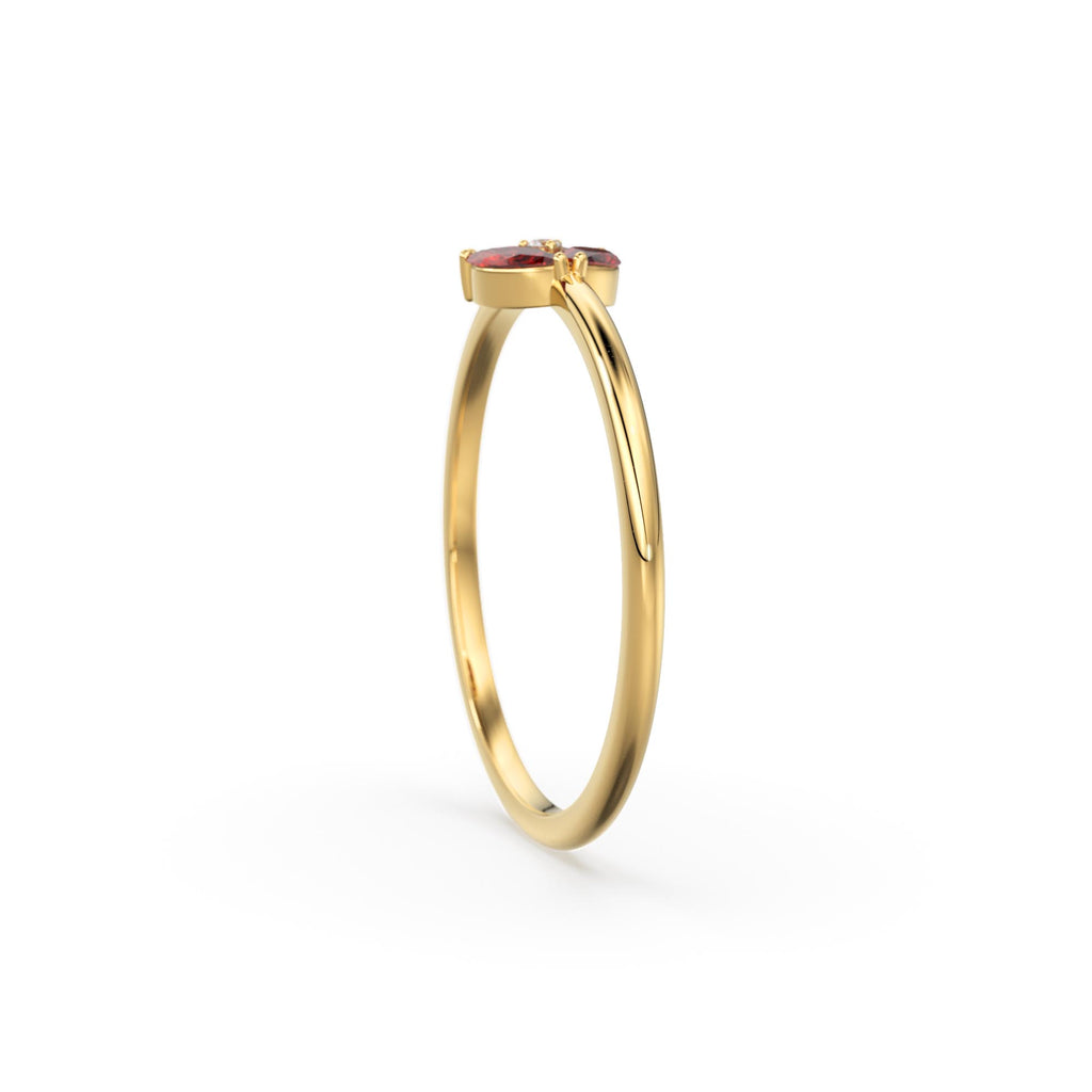 Ruby Ring / Ruby Cluster Ring in 14k Solid Gold / Engagement Ring / Unique Marquise Ruby and Diamond Ring / July Birthstone Ring