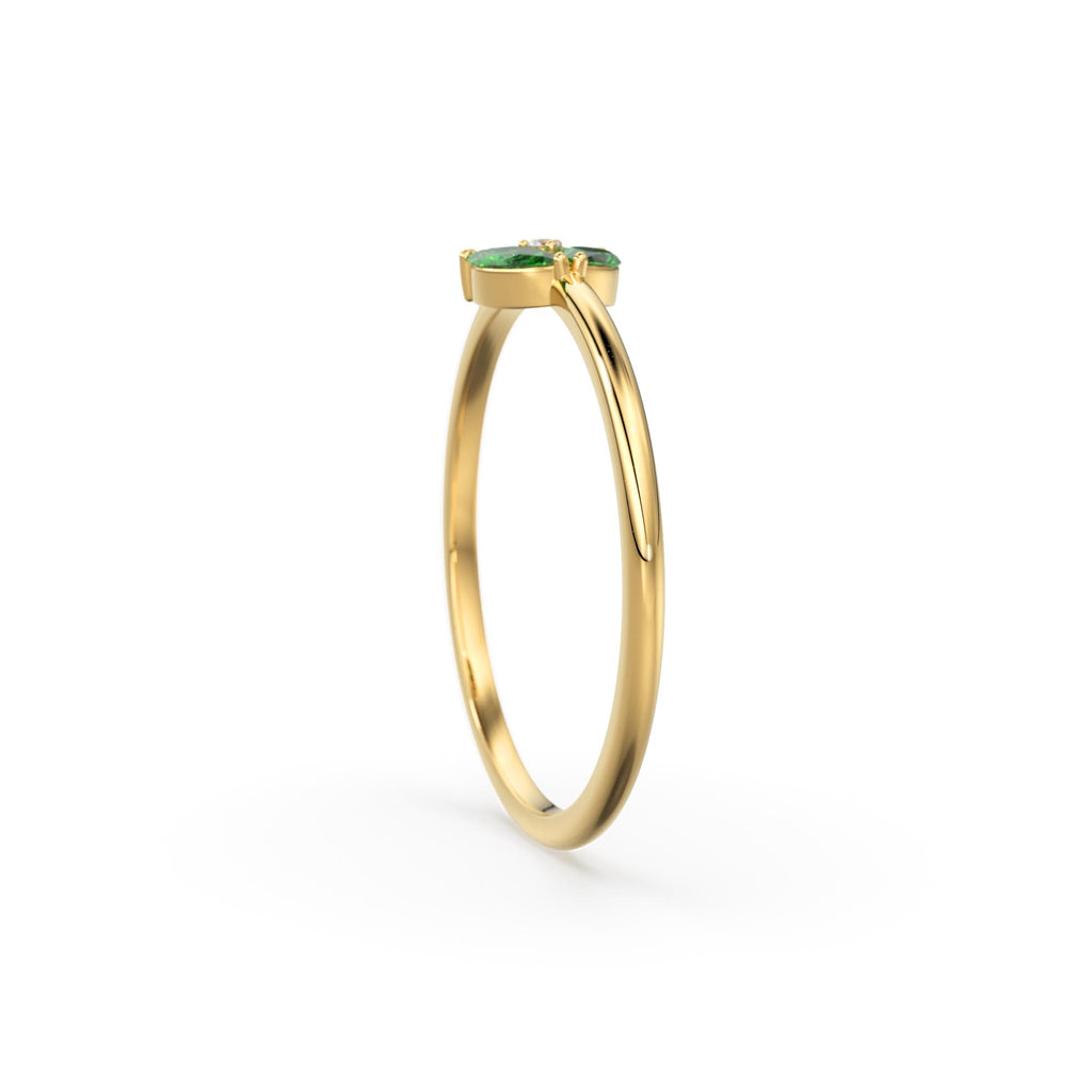Emerald Ring / Emerald Cluster Ring in 14k Solid Gold / Engagement Ring / Unique Marquise Emerald and Diamond Ring / May Birthstone Ring