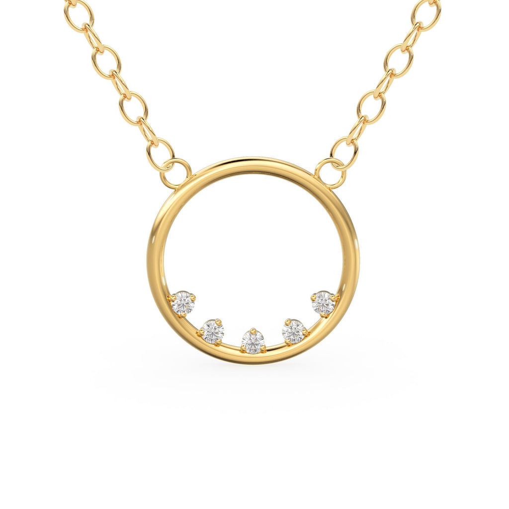 14k Gold Diamond Necklace / Open Circle Diamond Necklace / Eternity Necklace / Geometric Jewelry / Bridesmaid Gift