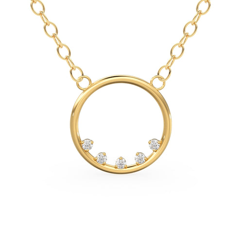 14k Gold Diamond Necklace / Open Circle Diamond Necklace / Eternity Necklace / Geometric Jewelry / Bridesmaid Gift