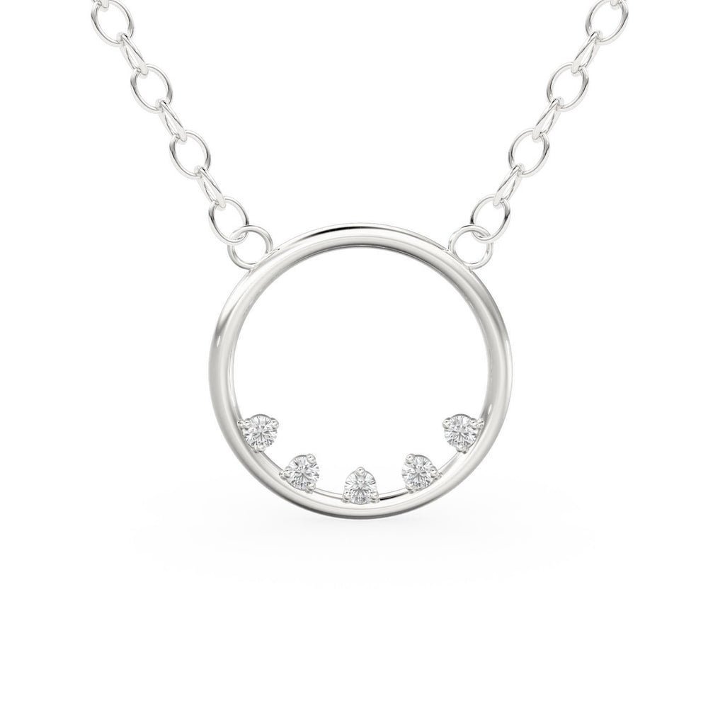 14k Gold Diamond Necklace / Open Circle Diamond Necklace / Eternity Necklace / Geometric Jewelry / Bridesmaid Gift