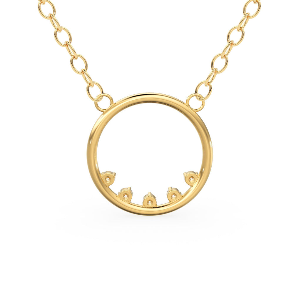 14k Gold Diamond Necklace / Open Circle Diamond Necklace / Eternity Necklace / Geometric Jewelry / Bridesmaid Gift